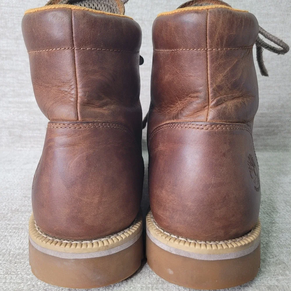 Timberland Redwood Falls Waterproof Moc Toe Boots Mens 8 Brown Leather